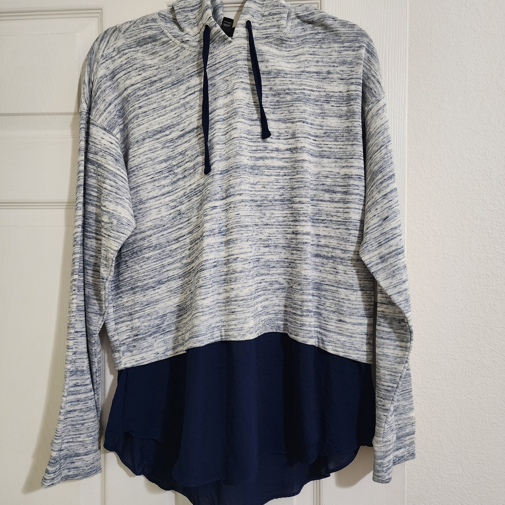 Ana Gray and Navy Hooded Sweatshirt Size XL NWT